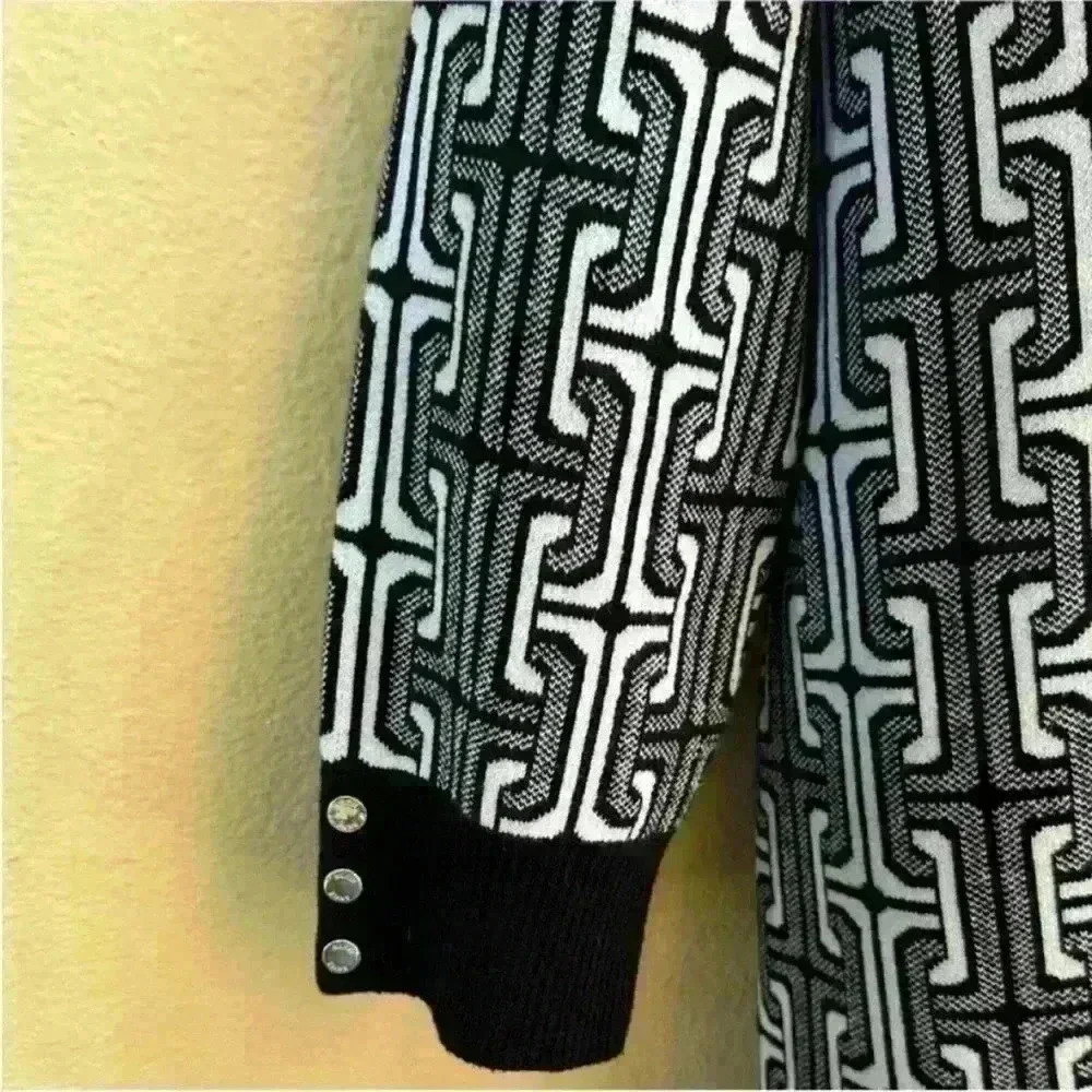 Anne Klein Black/White Print Cardigan Sweater With Tank Size XL EUC! - Picture 7 of 11